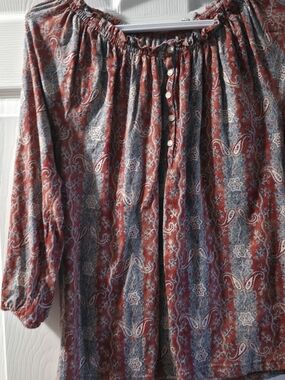 4/$25 Deal! Boho Red Paisley Peasant Blouse